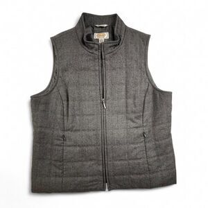 Talbots Wool Blend Vest Womens 8 Gray Quilted Zip Up Preppy Workwear Layering